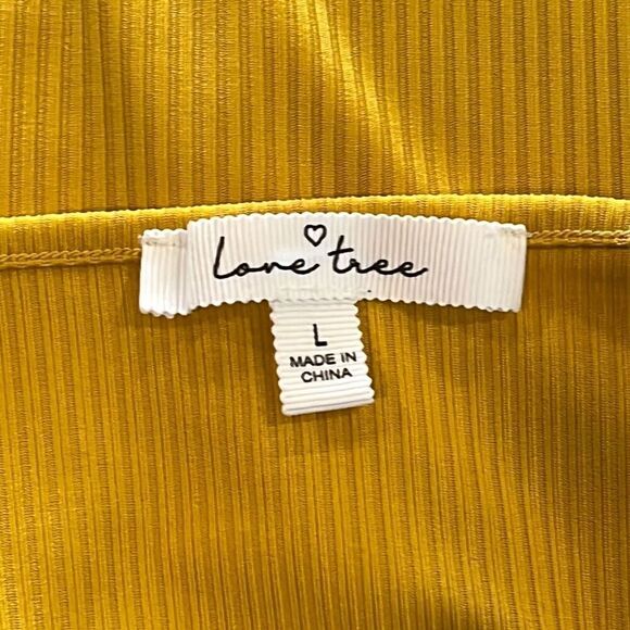 Love Tree Surplice Yellow Ribbed Bodysuit Large - Picture 4 of 5